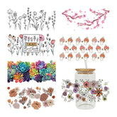 UV DTF Cup Wraps – 7 Sheets for 16oz Glass Cups, Decals & Craft Supplies (Flower A)